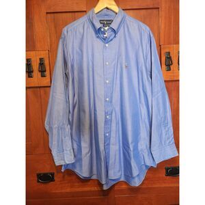 Ralph Lauren Mens Light Blue Long Sleeve Button Down Dress Shirt Size 17-34